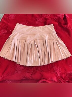 GOLdHINGE Blush Pleated Mini Skirt